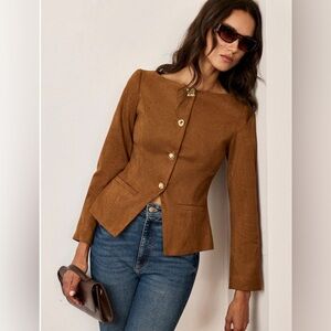 NWT Commense Suede Fitted Jacket w/ Metal Buttons – S